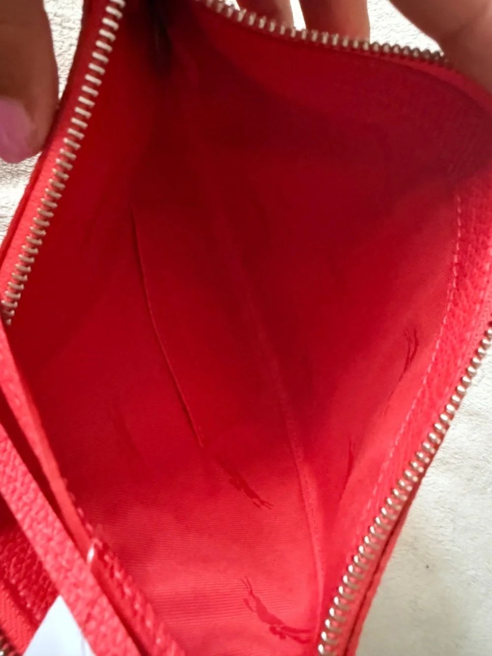 Longchamp Le Roseau Leather Wristlet Clutch bag in Red Vermilion New